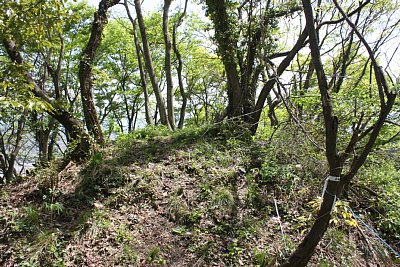 尾根の向こうには鴨城があります