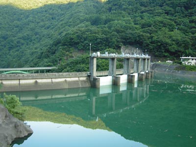 左岸上流側から堤体を望む