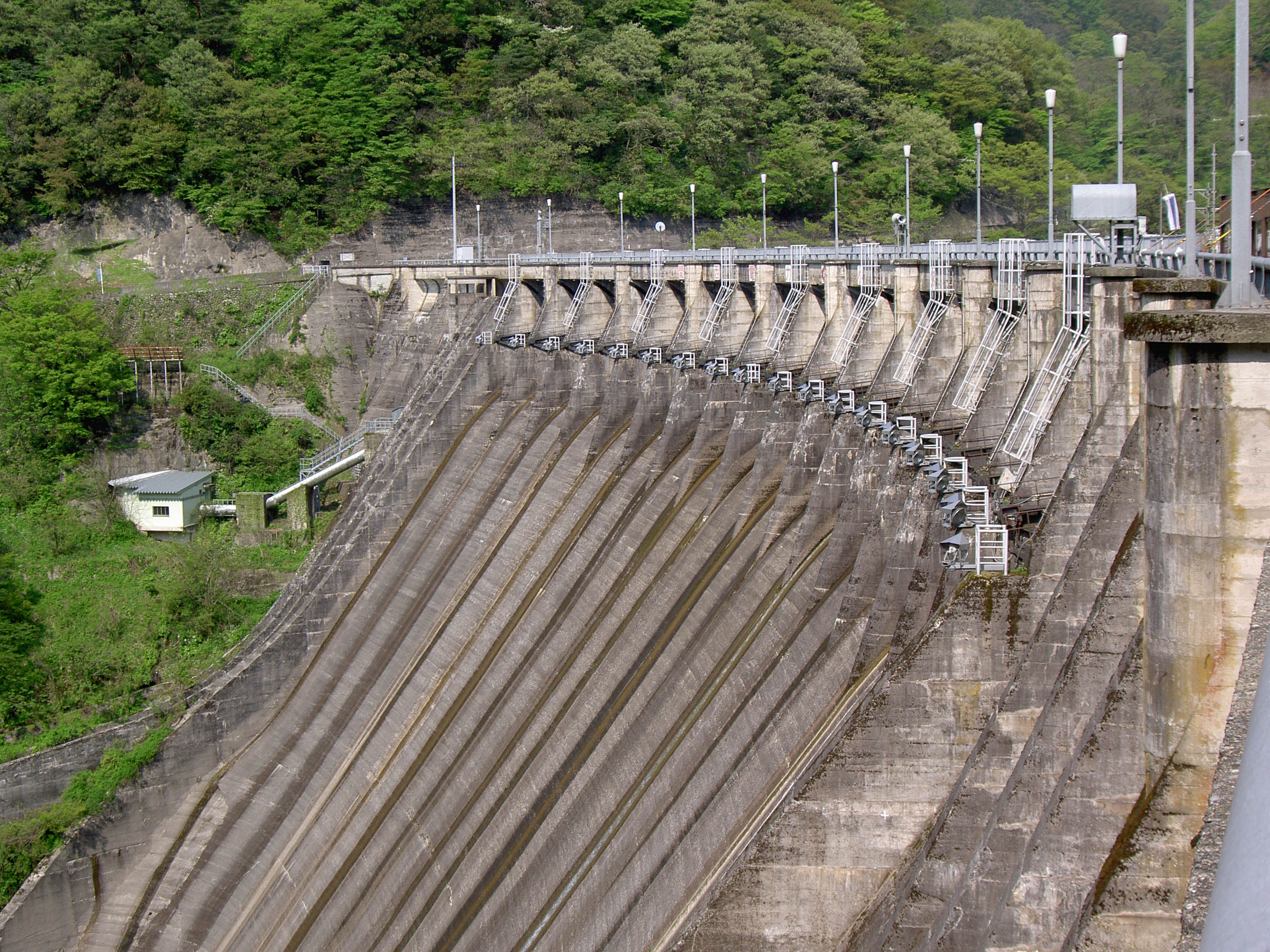 堤体を右岸から見る
