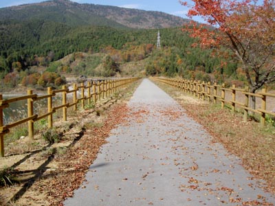右岸側から天端を見る