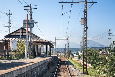 駅舎と単式ホーム