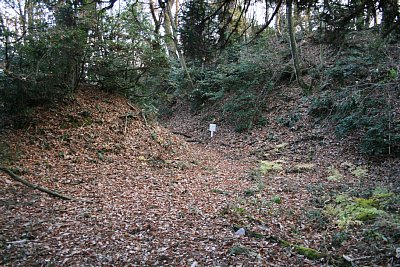A郭から枡形虎口と武者隠しを見る
