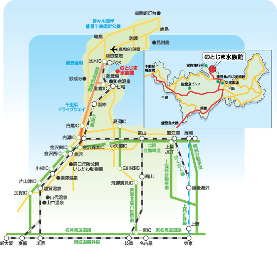 のとじま水族館 アクセスマップ