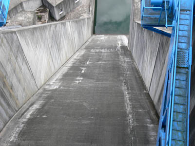 天端から導流部を見る