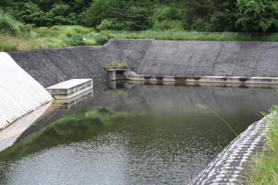 下流にある調整池