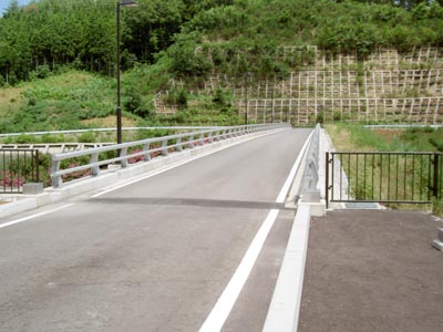 天端上は車が通れる道路になっています