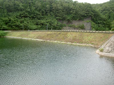 右岸上流側から堤体を見る